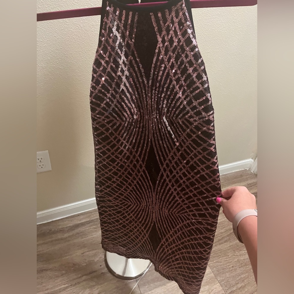 Rose gold and black mini dress size large
